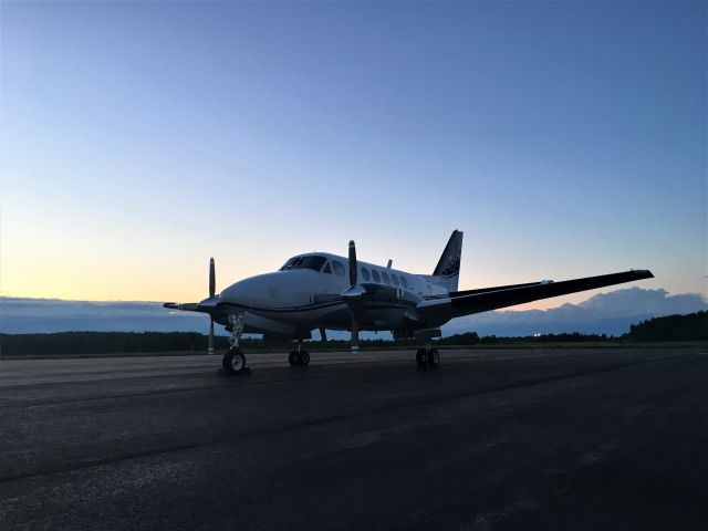 Beechcraft King Air 100 (N6045S) - Houlton, Maine at sunset watching storms pass over our destination to the north.