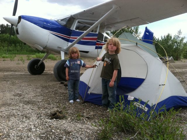 Cessna Skywagon 180 (N180WD) - On a gravel bar in the Willamette River near Dayton, OR