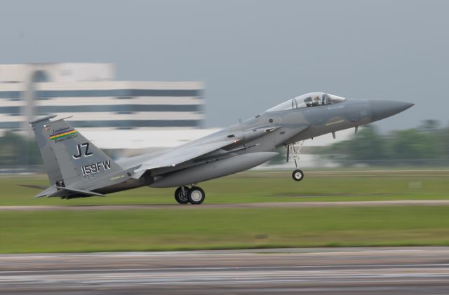 McDonnell Douglas F-15 Eagle (N85102) - F-15C Eagle 85-102 from the Louisiana Air National Guard's 159th Fighter Wing, arrives for fuel and an overnight at EFD on May 21, 2021