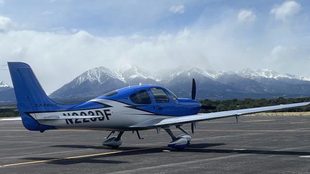 Cirrus SR-22 (N223DF) - 5/7/2023 cloud and snow-capped mountains from the KANK ramp.