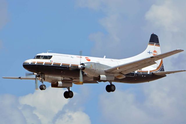 CONVAIR CV-580 (XA-UJI) - Aeronaves TSM Convair 640F XA-UJI arriving at Sky Harbor on September 10, 2019.