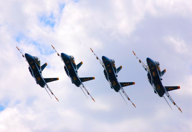 — — - U.S. Navy Blue Angels at 2008 Quad Cities Airshow.