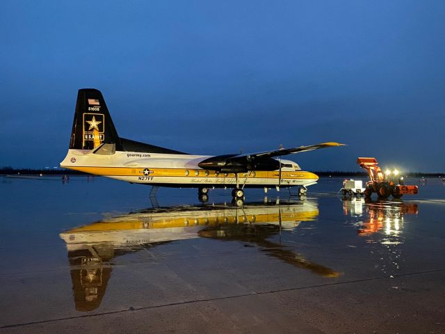 FAIRCHILD HILLER FH-227 (N27FF) - Ferry flight to The Netherlands, "back home"after 35 years service at Golden Knights.