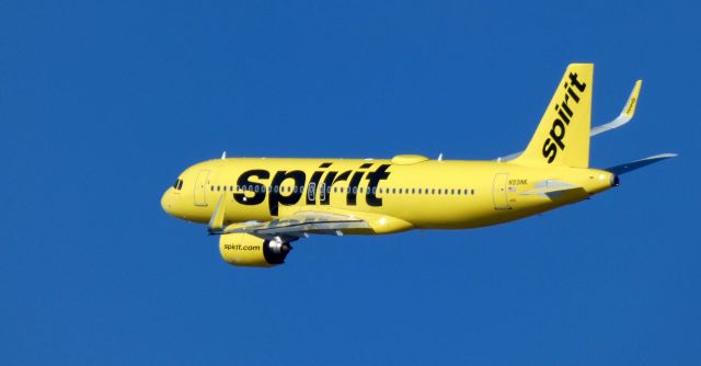 Airbus A320neo (N931NK) - Shortly after departure is this 2020 Spirit Airlines Airbus 320-271N in the Winter of 2022.