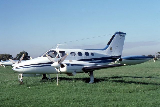 Cessna 421 (VH-BMX) - Cessna 421 VH-BMX at Moorabbin Airport Victoria in 1983.