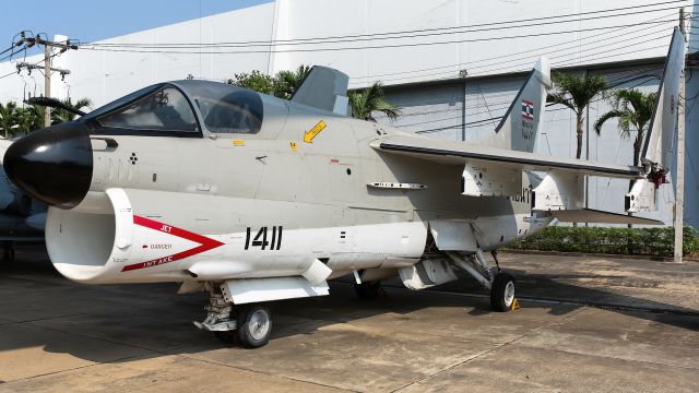 VOUGHT TA-7 Corsair 2 (00-1411) - Royal Thai Navy Vought A-7E Corsair II (1411) ex USN 160563, displayed at RTAF museum.