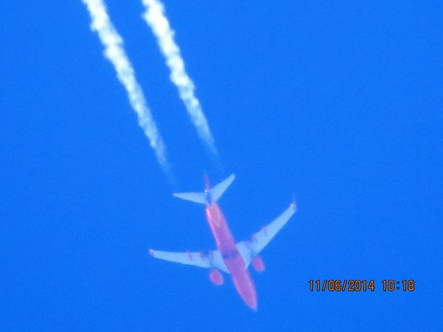 Boeing 737-700 (N774SW) - Southwest Airlines flight 781 from ATL to DEN over Baxter Springs Kansas (78KS) at 38,000 feet.