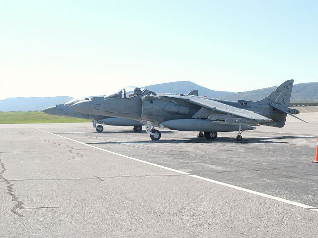 — — - U.S.Marines AV-8B harrier in for a overnight stay.