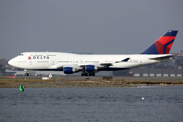 Boeing 747-400 (N666US) - Weather diversion to Boston from JFK