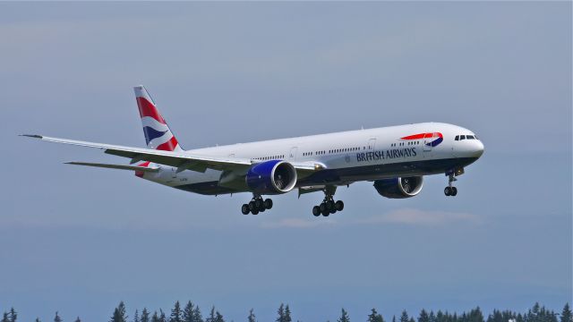 BOEING 777-300 (G-STBK) - BOE77 on final to Rwy 16R to complete a flight test on 5/21/14. (LN:1204 / cn 42121).