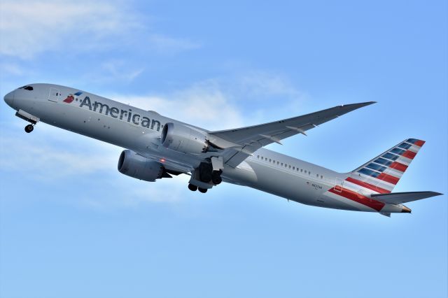 Boeing 787-9 Dreamliner (N827AN) - American Airlines Boeing 787-9 Dreamliner departing YYC for Seoul. They diverted to Calgary for medical reasons after leaving Dallas earlier in the day.