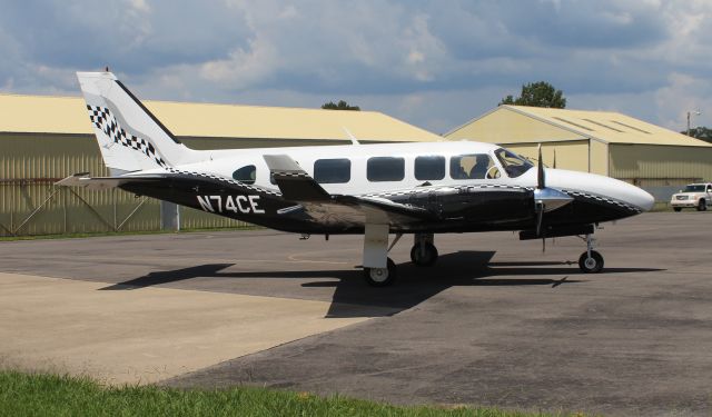 Piper Navajo (N74CE) - A Piper Navajo Chieftain taxiing out at Guntersville Municipal Airport, AL - August 25, 2016