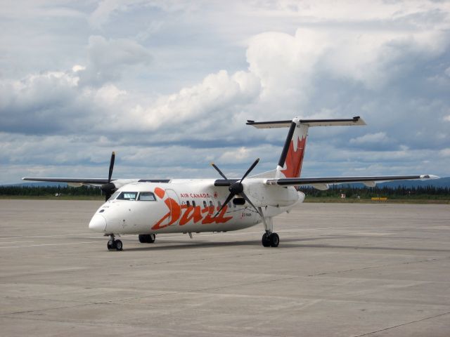 C-FABA — - C-FABA, Air Canada Jazz Dash-8-100 (Tail 805) on the ramp in Goose-Bay, Newfoundland & Labrador, on a crew change charter for the Canadian Coast Guard - August 2007