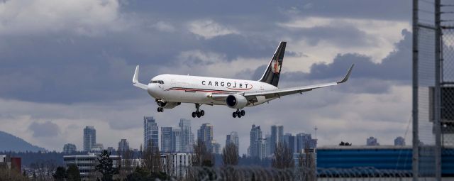 BOEING 767-300 (C-GAJG) - CargoJet 767 freighter arriving at YVR runway 26L.