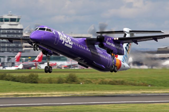 de Havilland Dash 8-400 (G-JEDM) - BEE3103 departing to La Rochelle on the French Atlantic coast.