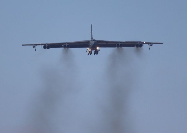 Boeing B-52 Stratofortress (60-0011) - An old smoker getting back to Barksdale Air Force Base.  Looks like engines 7 and 8 are shut down. No smoke