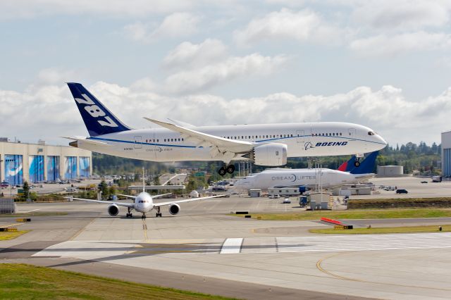 N787BX — - Final approach with second 787 at threshold ready for take off.