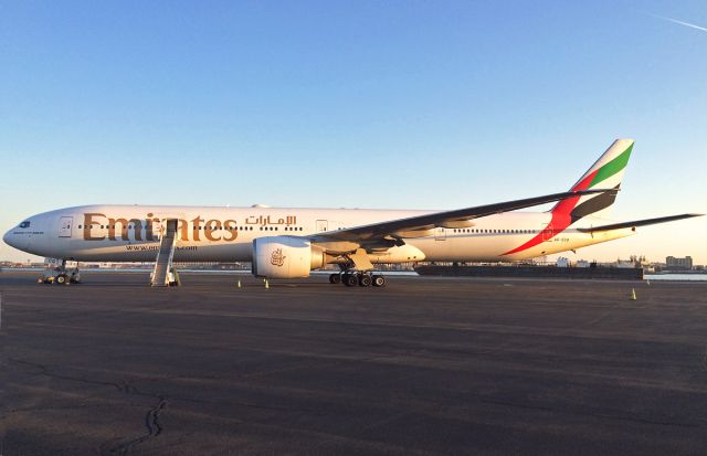 BOEING 777-300ER (A6-ECQ) - rare parking on the RWY14/32 over run 