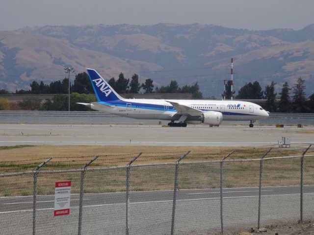 Boeing 787-8 (JA827A) - All Nippon Airways at SJC on takeoff to Tokyo (Narita).