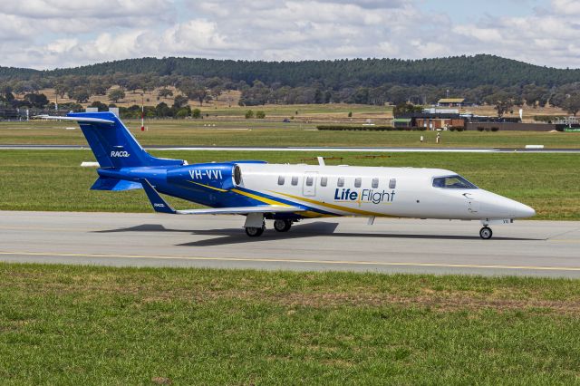 Learjet 45 (VH-VVI) - RACQ LifeFlight (VH-VVI) Learjet 45 taxiing at Canberra Airport.