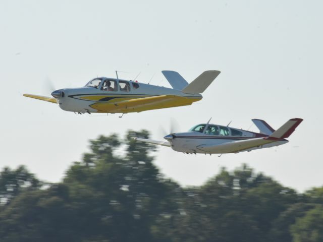 Beechcraft 35 Bonanza (N659T) - A flight of two V-tail Bonanzas departs for Cairo 