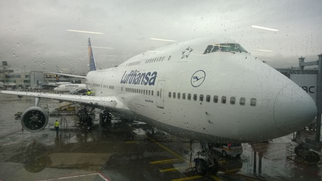 Boeing 747-400 (D-ABVL) - Taken in Terminal 1, Gate B25. Aircraft was operating as LH756 to VABB/BOM (Mumbai) on 8 Oct 2014.