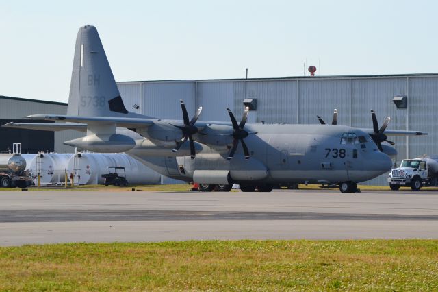 Lockheed C-130 Hercules (16-5738) - United States Marine Corps KC-130J at KILM - 4/27/21 Part of Marine Aircraft Group 14 (MAG-14), 2nd Marine Aircraft Wing (2nd MAW) Squadron known as "Otis" is stationed at Marine Corps Air Station Cherry Point, NC. It also has the distinction of being the oldest continually active squadron in the Marine Corps. Motto: "Otis, my man!"