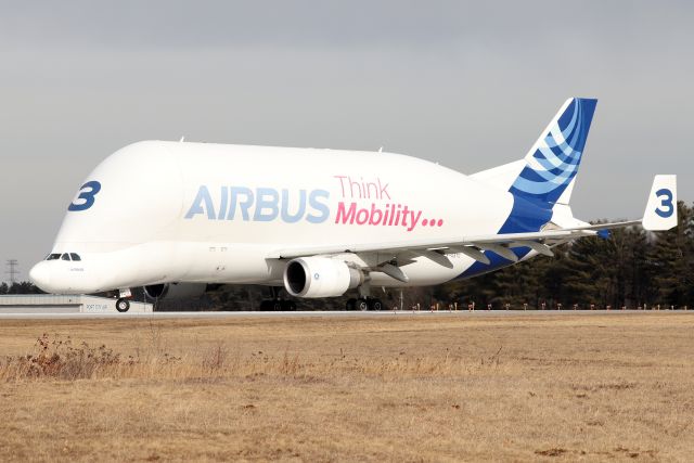 SATIC Super Transporter (F-GSTC) - A rare visitor for this area. 'Beluga 6008' departing to Lajes Air Base, Portugal