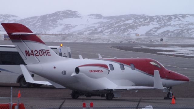 Honda HondaJet (N420HE) - At the Iqaluit airport, in the wind and snow.