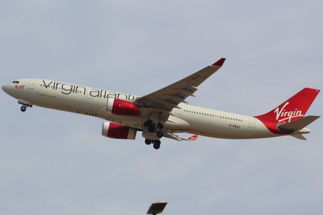 Airbus A330-300 (G-VRAY) - A Virgin Atlantic A330 departing from LHR on runway 27L.br /br /Location: Heathrow T5 Planespotting Location.br /Date: 21.08.22 (dd/mm/yy).