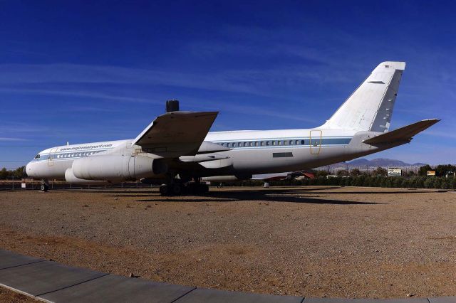 N810NA — -  Convair 990 N810NA NASA Landing Systems Research Aircraft is displayed adjacent to the main entrance to the Mojave Airport on November 16, 2014. It was used at the NASA Ames Research Center until 1983 when it was withdrawn from use. It was stored at Marana, Arizona until it was refurbished in 1989 for use at the Dryden FRC. After serving as the Landing Systems Research Aircraft in 1993 and 1994, it was retired to the Mojave Airport. 