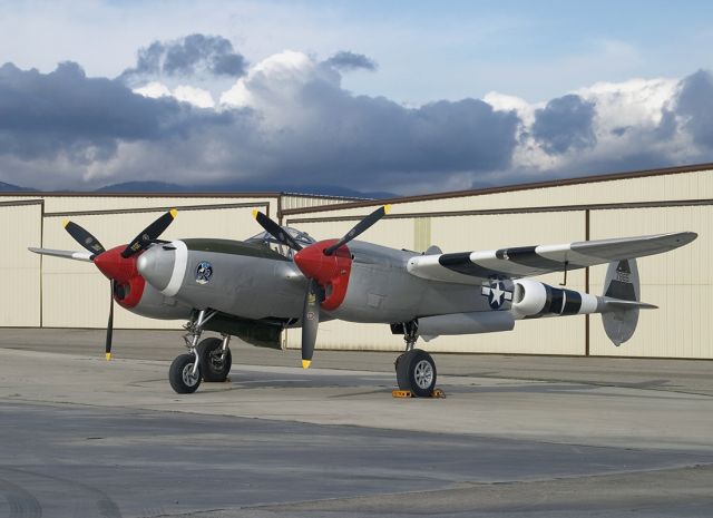 N7723C — - Absolutely beautiful Lockheed P-38L Lightning @ Rialto, CA airport.