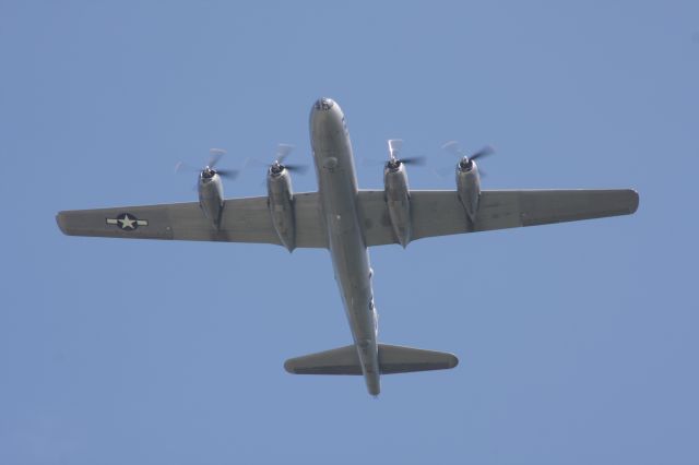 Boeing B-29 Superfortress (N529B) - Flying down Runway 21 Appleton, WI Outagamie County Airport during Oshkosh 2015.