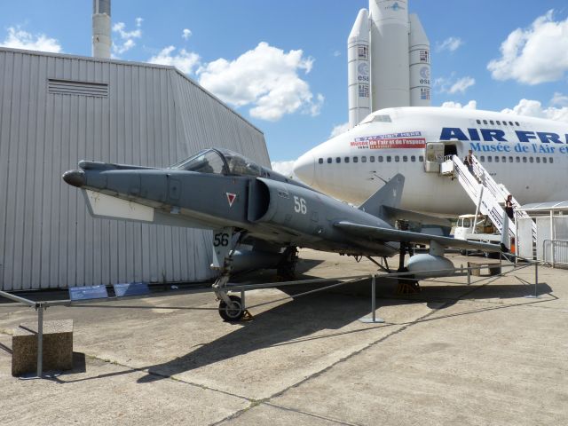 — — - Dassault Étendard IV striker fighter on display at the Le Bourget Air and Space Museum, Paris.