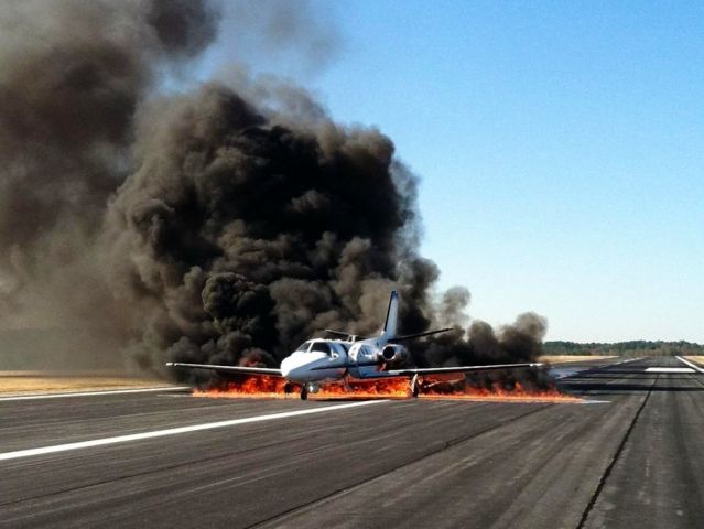 Cessna Citation II — - Nov 17, 2012 C550 Strikes deer on landing, punctured left leading edge causing massive fuel leak.