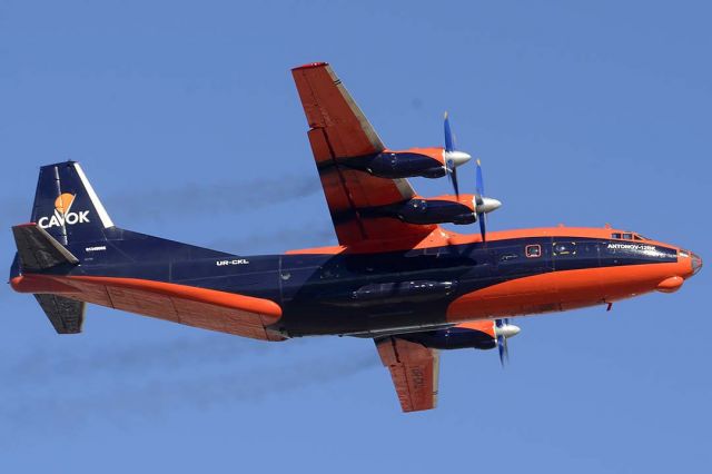 Antonov An-12 (UR-CKL) - Cavok Air An-12BK UR-CKL departing from Phoenix Sky Harbor for Minneapolis-St. Paul on December 2, 2015.