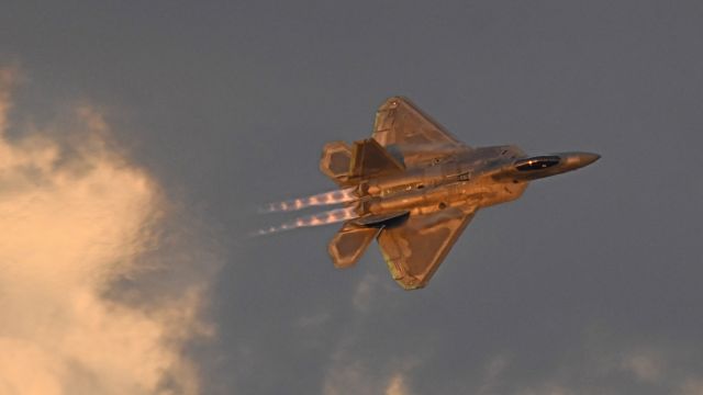Lockheed F-22 Raptor (08-4169) - Performing a demo flight during the Saturday night airshow at AirVenture 2023.