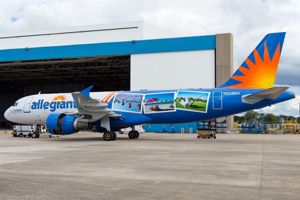 Airbus A320 (N228NV) - New registration for Allegiant, "Visit Florida."