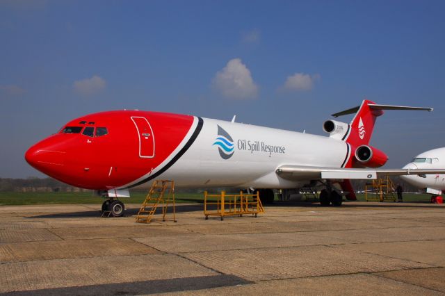 BOEING 727-200 (G-OSRB) - One of two ex Fedex 727s that have been converted for use Oil Spill sprayers. Lasham Airport, UK 08/04/2015.