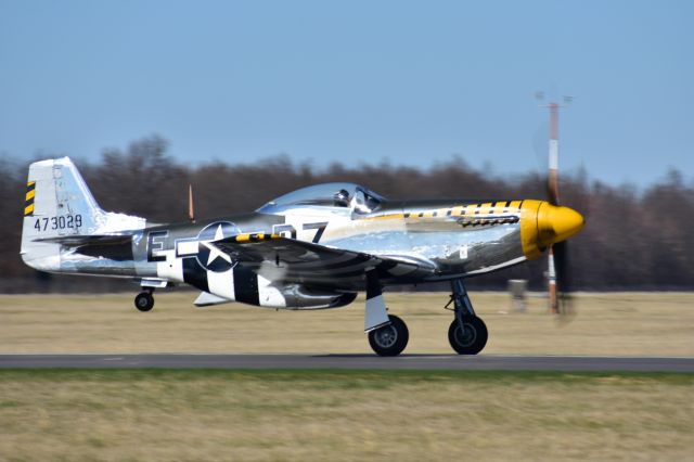 North American P-51 Mustang — - P-51 taking off runway 11