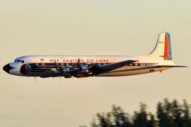 N836D — - The Historical Flight Foundations restored Eastern Air Lines DC-7B N836D making a fly-by before landing at Homestead Air Reserve Base on November 5, 2010