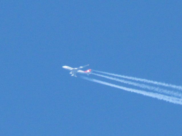 Boeing 747-400 — - A Cargolux 747-400 at 36,000 feet above CVG