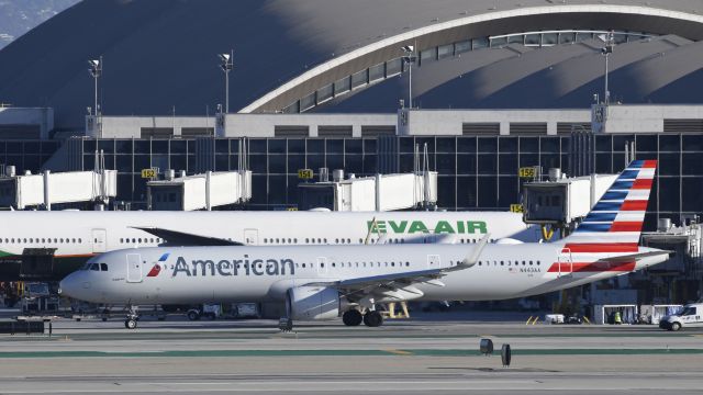Airbus A321neo (N443AA) - Taxing to parking on taxiway Charlie at LAX
