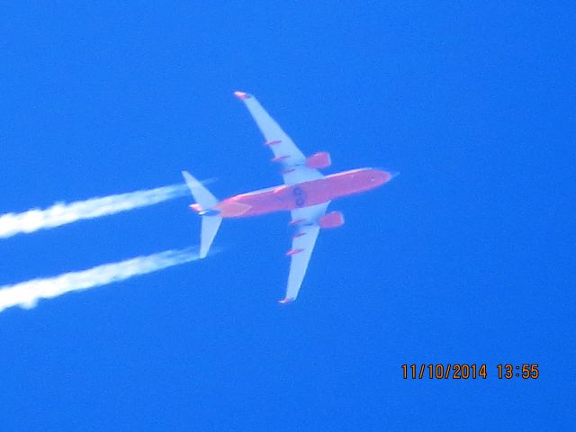 Boeing 737-700 (N7752B) - Southwest Airlines flight 1279 from PHX to STL over Baxter Springs Kansas (78KS) at 39,000 feet.