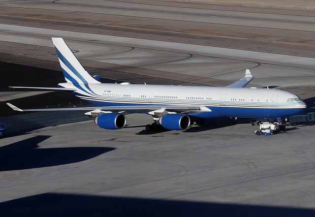 Airbus A340-500 (VP-BMS) - Taken from a helicopter.