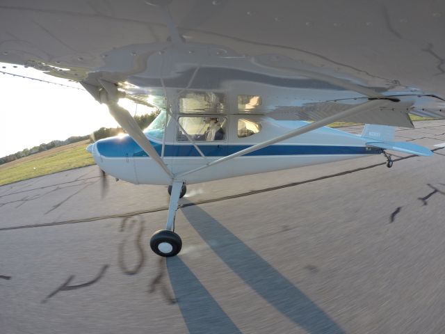 Cessna 140 (N2305V) - Landing at Grand Haven Michigan.  GoPro catching the touchdown tire puffs.