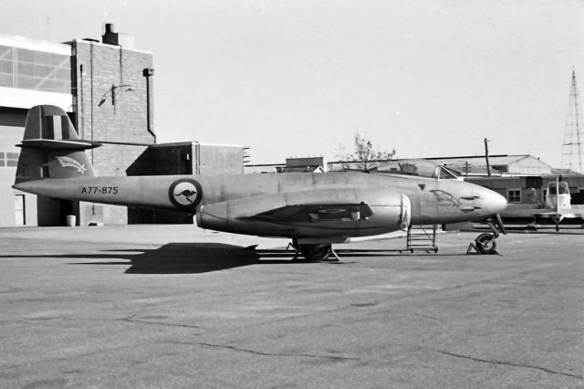 GLOSTER Meteor (A77875) - Gloster Meteor F8 A77-875 RAAF Wagga-Wagga/Forest Hill RSTT (YSWG)early 1960s