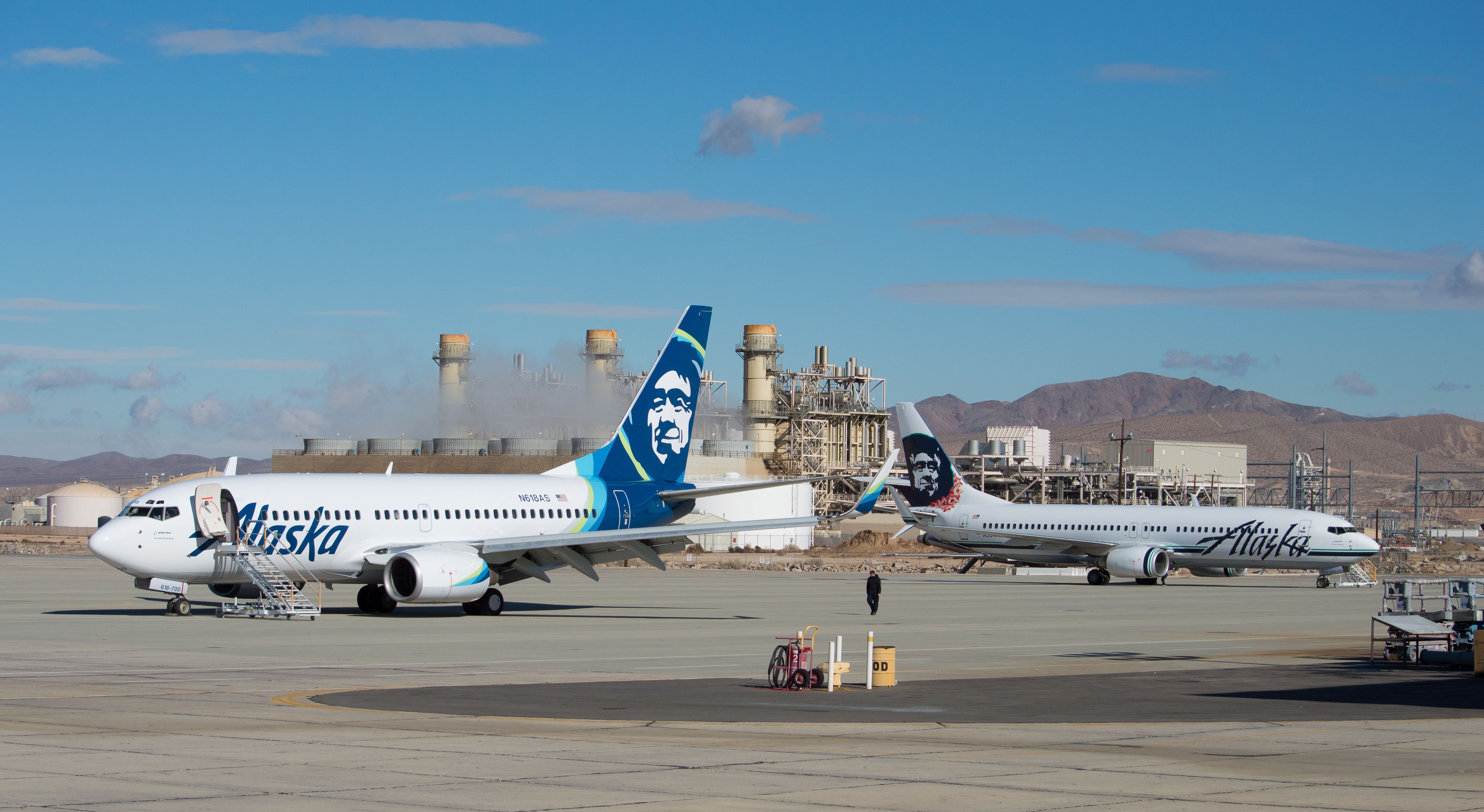 — — - N618As (Foreground) B737-7 was just released from the paint shops in the new Alaska Airlines livery. N534AS B737-8 (Background) just landed in KVCV to also receive the new livery.