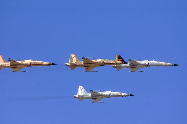 76-1589 — - 761542, 761545, 761589, 761586 Northrop F-5E Tiger II from VMFT-401 flying at MCAS Yuma Air Show 02/2015.