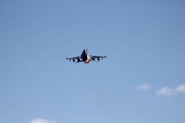 Lockheed F-16 Fighting Falcon — - This F16 from the 140th Colorado National Guard unit at Buckley AFB was departing runway 14 on its way to bombing practice. It was zipping by me in afterburner at 250+ knots, so I found it difficult to get centered shots.